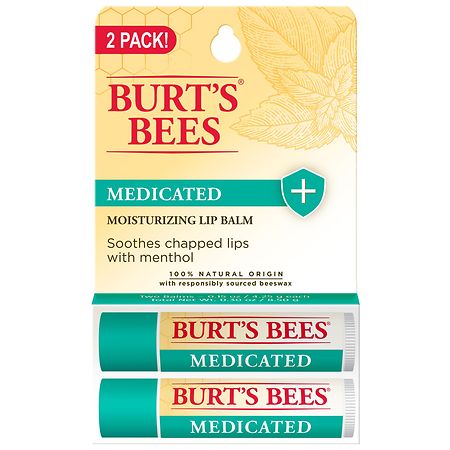 Burt's Bees Medicated Lip Balm, Natural Origin Lip Care Menthol and Eucalyptus