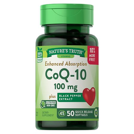Nature s Truth Enhanced Absorption 100 mg CoQ-10 Plus Black Pepper Extract 50 Quick Release Softgels