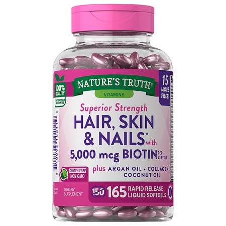 Nature's Truth Superior Strength Hair, Skin & Nails with 5000 mcg Biotin |  Walgreens