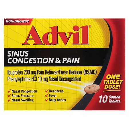 Advil Sinus Congestion & Pain Coated Tablets 10