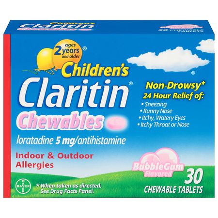 Claritin Children's 24 Hour Allergy Relief Chewable Tablets Bubblegum