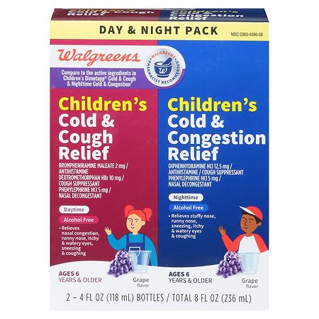 Walgreens Children's Cold & Cough Relief Liquid and Cold & Congestion Relief Liquid Grape