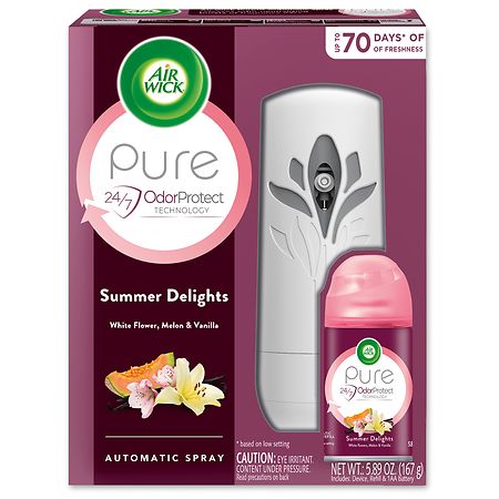 Air Wick Pure Freshmatic Automatic Spray Kit, Air Freshener Summer Delights (White Flowers/ Melon/ Vanilla), Gadget + 1 Refill