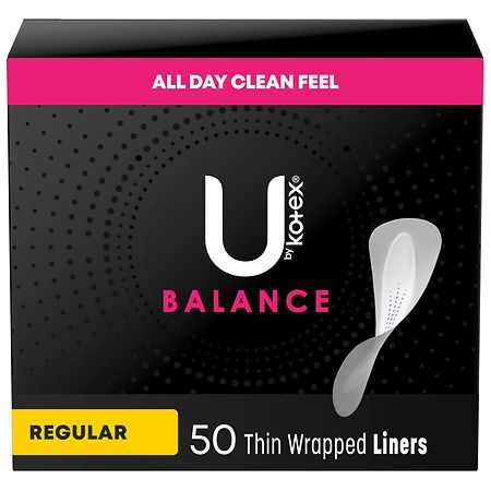 U by Kotex Balance Thin Wrapped Liners Unscented, Regular (50 ct)