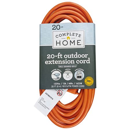 Complete Home Outdoor Extension Cord 20 ft Orange