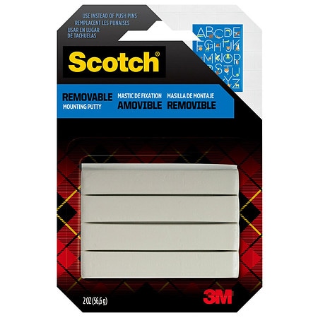 3M Scotch Mounting Putty, Removable/Reusable, White - 4 pack, 2 oz total
