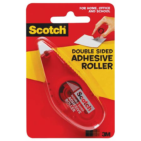 Scotch Double Sided Adhesive Roller, .27 in x 26 ft, Red .27in