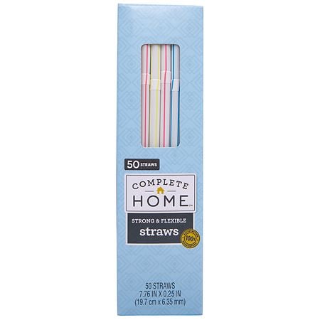 Complete Home Flexible Straws Assorted Colors