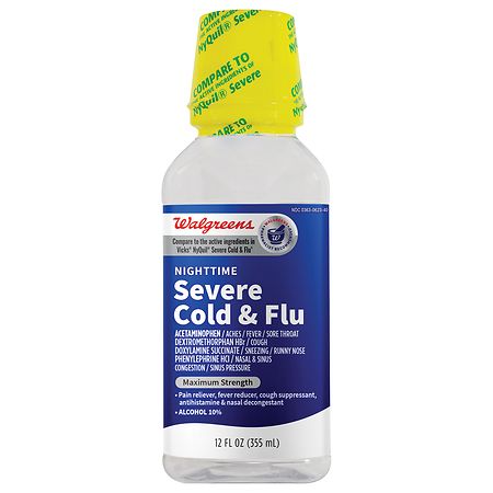 Walgreens Night Time Severe Cold & Flu Relief, Maximum Strength Original