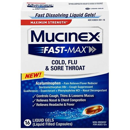Mucinex Maximum Strength Cold, Flu, & Sore Throat Liquid Gels