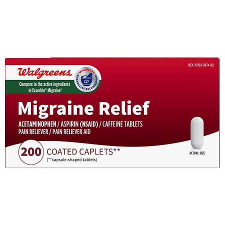 Walgreens Migraine Relief, Acetaminophen, Aspirin (NSAID) and Caffeine Coated Caplets