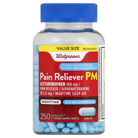 Walgreens Pain Reliever PM Caplets Extra Strength