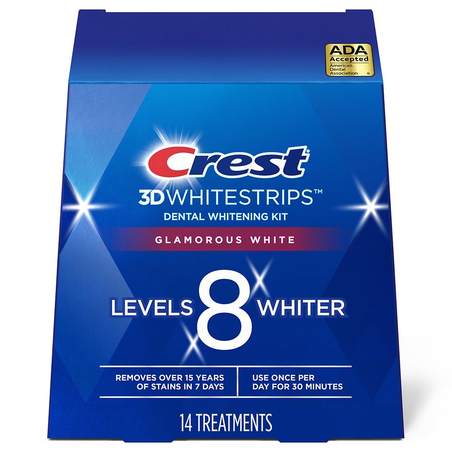 Crest 3D Whitestrips, Glamorous White, Teeth Whitening Strip Kit, 32 Strips  (16 Count Pack) -Packaging may vary