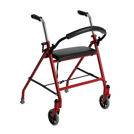 Drive Medical Two Wheeled Walker with Seat Red