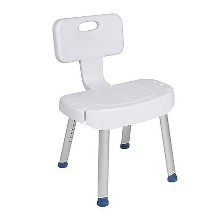 Drive Medical Bathroom Safety Shower Chair with Folding Back White