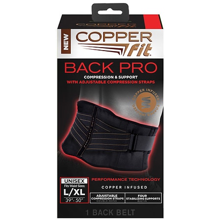 Copper Fit Back Pro Compression & Support Brace, L/XL Black, Black