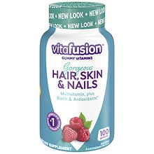 Vitafusion Hair, Skin & Nails Gummy Vitamins Natural Raspberry Flavor ...