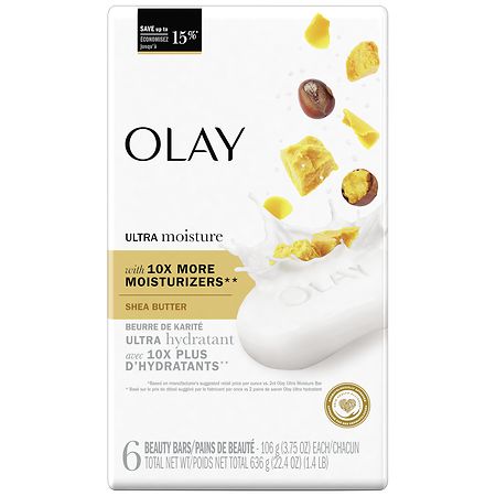 Olay Ultra Moisture Bar Soap Shea Butter, 6 bars, 4 oz each