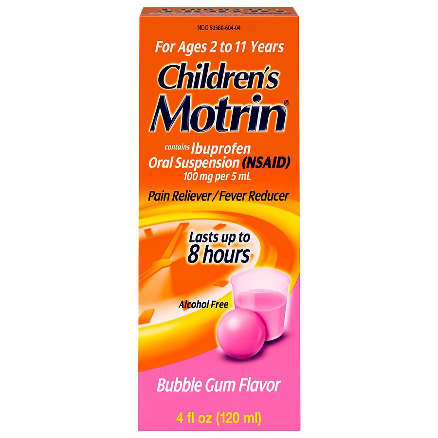 Children's Motrin Ibuprofen Liquid Medicine Bubble Gum Walgreens
