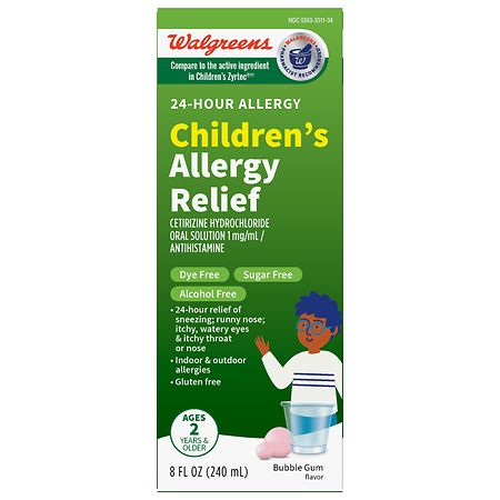 Walgreens 24 Hour Allergy Children's Allergy Relief Liquid Bubble Gum