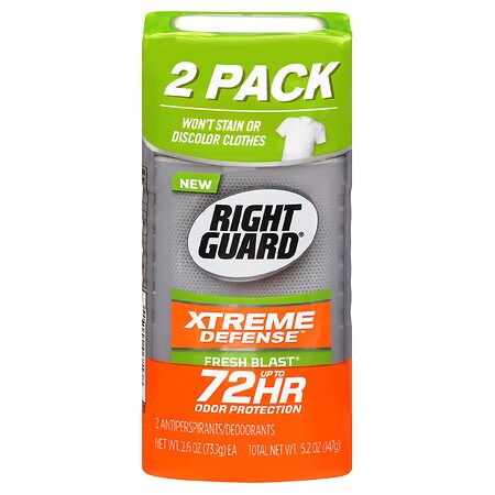 Right Guard Xtreme Xtreme Defense Antiperspirant Deodorant Invisible Solid Stick Fresh Blast