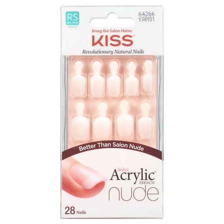 Kiss Salon Acrylic Nude French Nails Nude Real Short Length