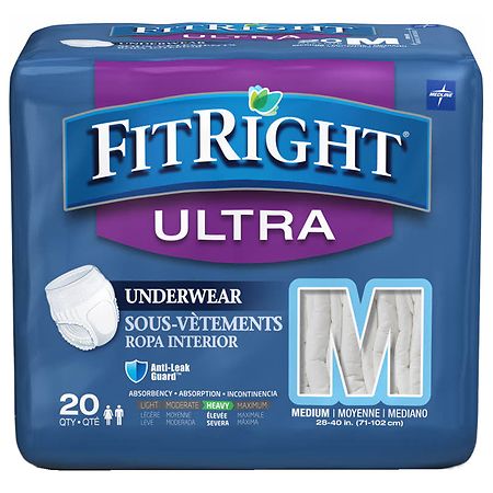 Medline Ultra Protective Underwear, Heavy Absorbency Medium White