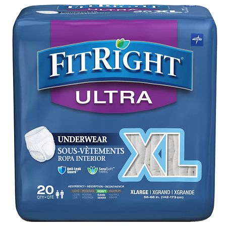 Medline Ultra Protective Underwear, Heavy Absorbency X-Large White