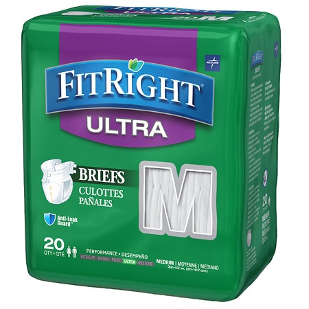 FitRight OptiFit Briefs  Ultra Absorbency  Disposable Adult Briefs with Tabs  Medium  32-44   20 Count