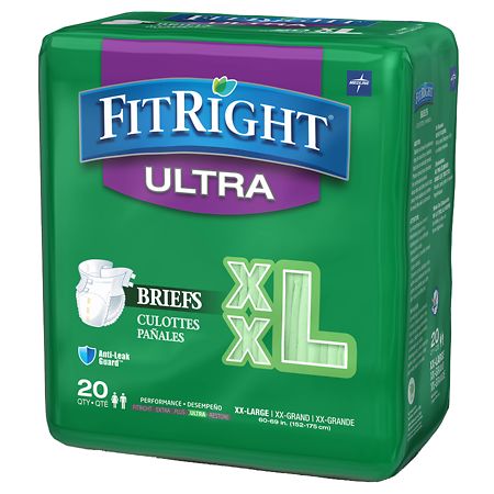 FitRight OptiFit Briefs  Ultra Absorbency  Disposable Adult Briefs with Tabs  2XL  60 - 70   20 Count