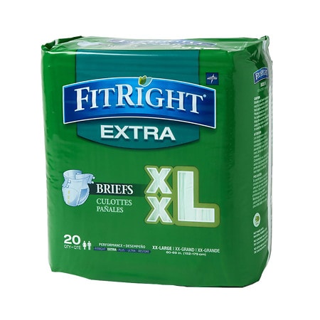 FitRight OptiFit Extra Briefs with Tabs  Adult Incontinence Brief  Moderate Absorbency  2XL  60 -70   20 Count