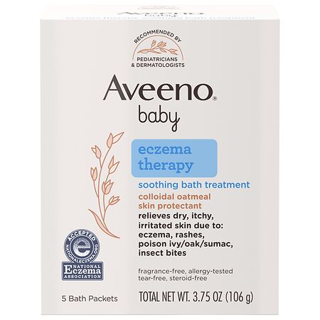 Aveeno Baby Eczema Therapy Soothing Bath Treatment, Oatmeal Fragrance-Free, Single Use Packets
