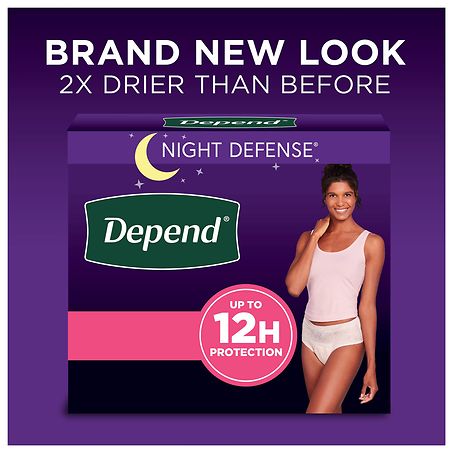 Depend Night Defense Women's Nighttime Adult Incontinence Bra, M, 32ct