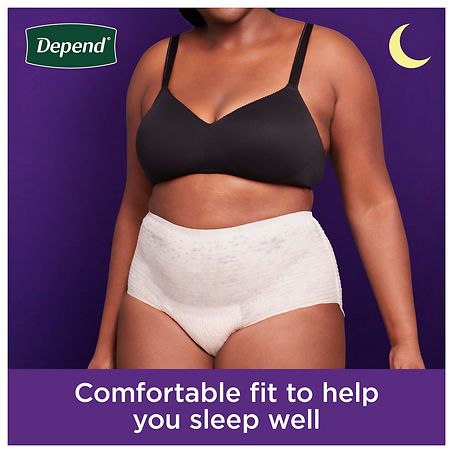 Depend Adult Incontinence Underwear for Women, Disposable, Overnight Large  (14 ct) Blush