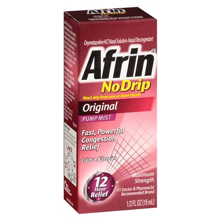 Afrin 12 Hour Nasal Spray No-Drip Pump Mist Original