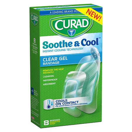 Curad Soothe & Cool Instant Cooling Technology Clear Gel Bandages Assorted