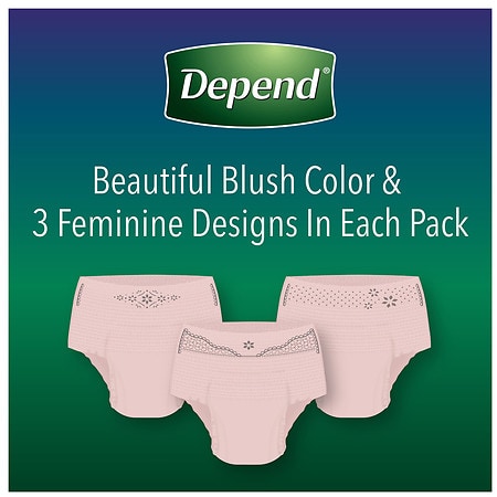 Depend Night Defense Adult Incontinence Underwear for Women, Disposable,  Large Large Blush