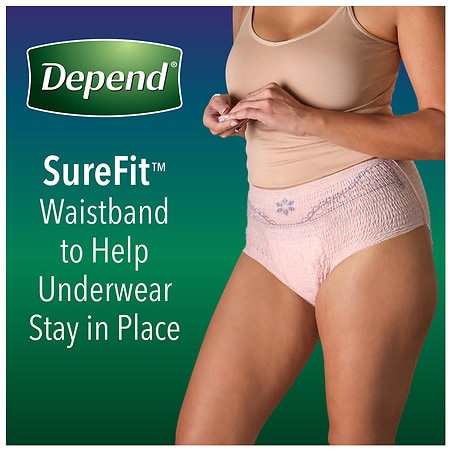 Depend Night Defense Adult Incontinence Underwear for Women, Disposable,  Large Large Blush