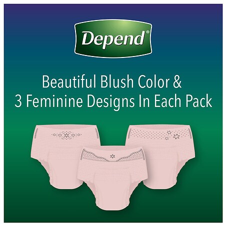 Depend Night Defense Adult Incontinence Underwear for Women, Disposable,  Extra-Large XL, Blush Blush