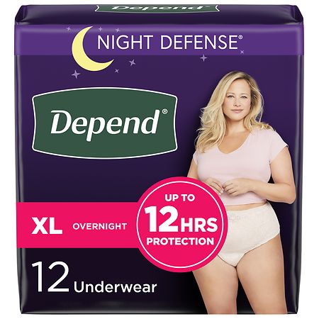 Depend Adult Incontinence Underwear for Women, Disposable, Overnight XL Blush