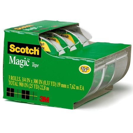 Scotch Magic Tape, 4 Dispensered Rolls, Numerous Applications, Invisible,  Engineered for Repairing, 3/4 in. x 300 in.