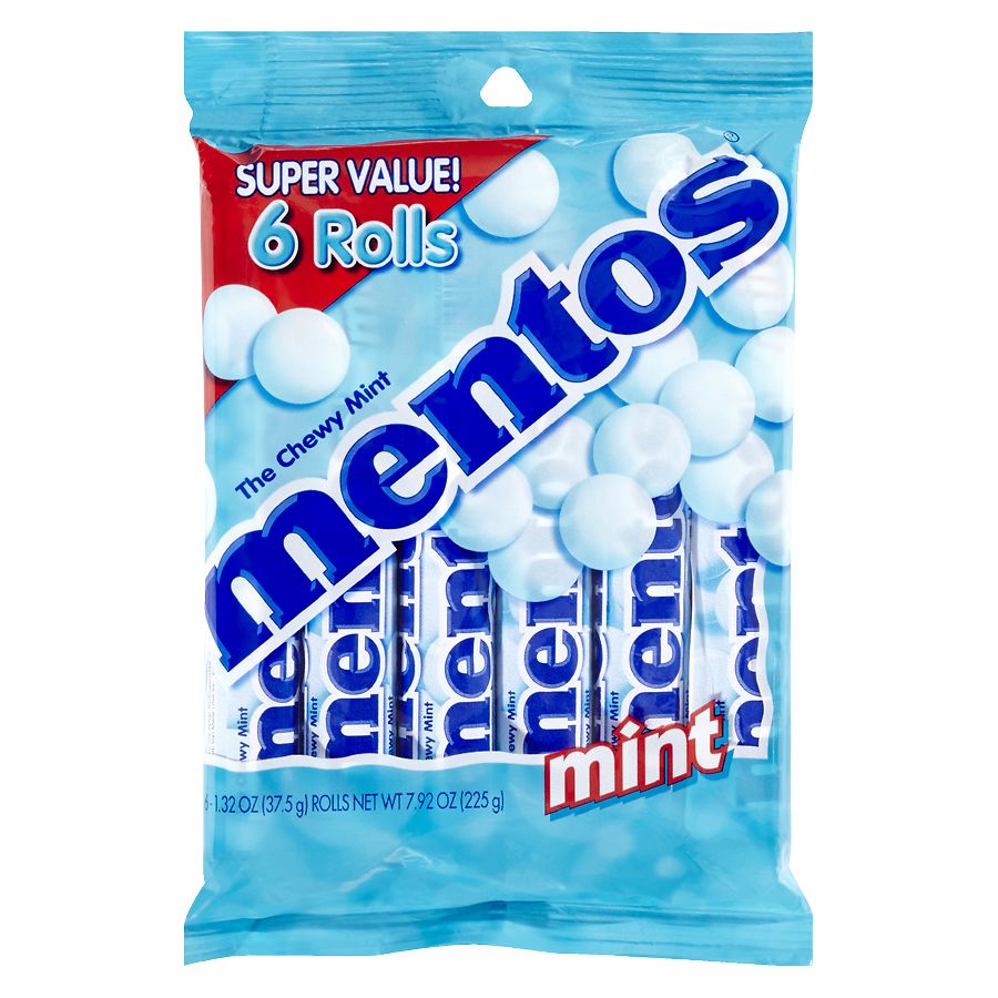 Mentos Chewy Mint Candy Roll, Assorted Fruit, Regular Size, Peanut Free,  1.32 oz 