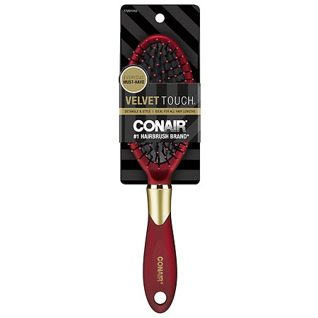 Conair Velvet Touch Full-Size Nylon Bristle Cushion Hairbrush (Colors Vary)