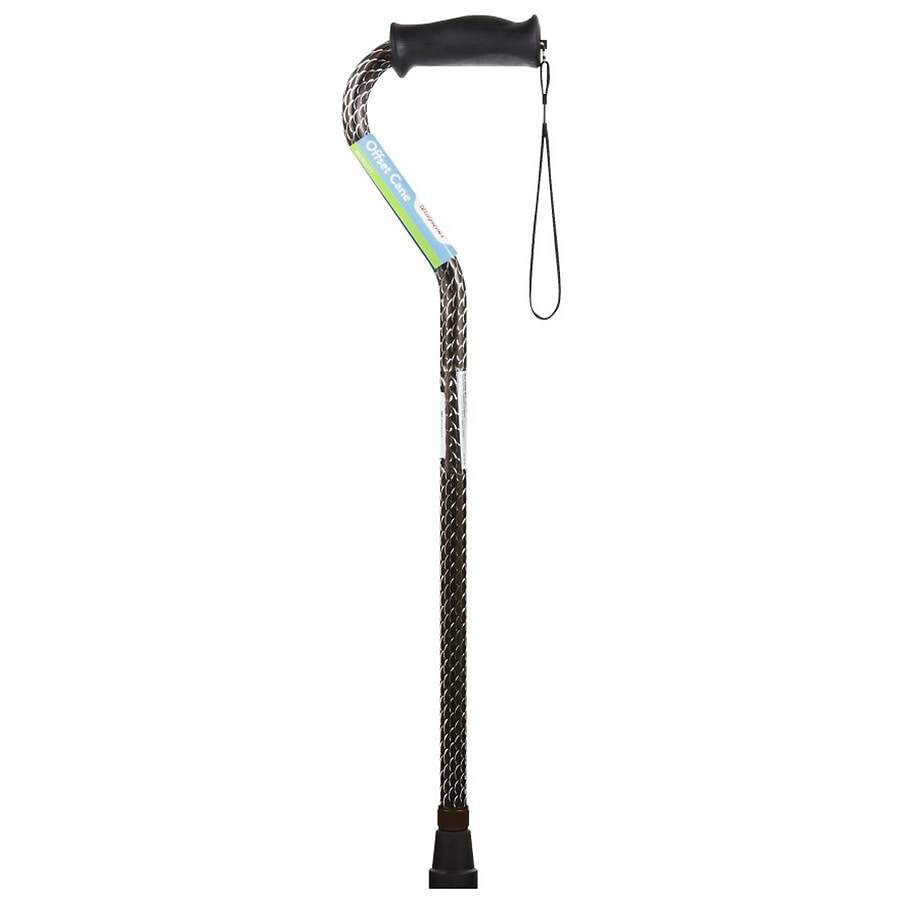 Walgreens Cane With Offset Premium Gel Handle Engraved Black Walgreens