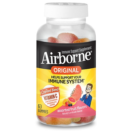 Airborne Vitamin C, E, Zinc, Minerals & Herbs Immune Support Supplement Gummies Assorted Fruit
