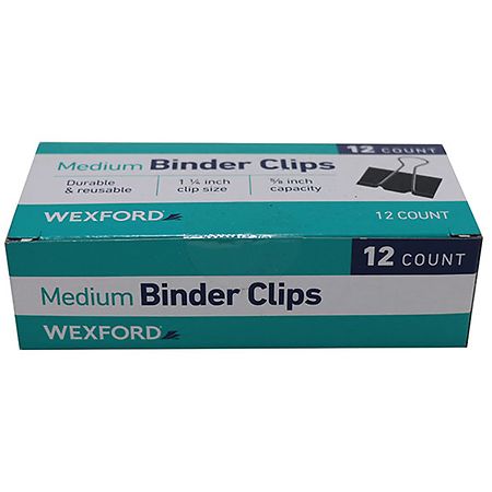 Wexford Binder Clips 1-1/ 4 in Black