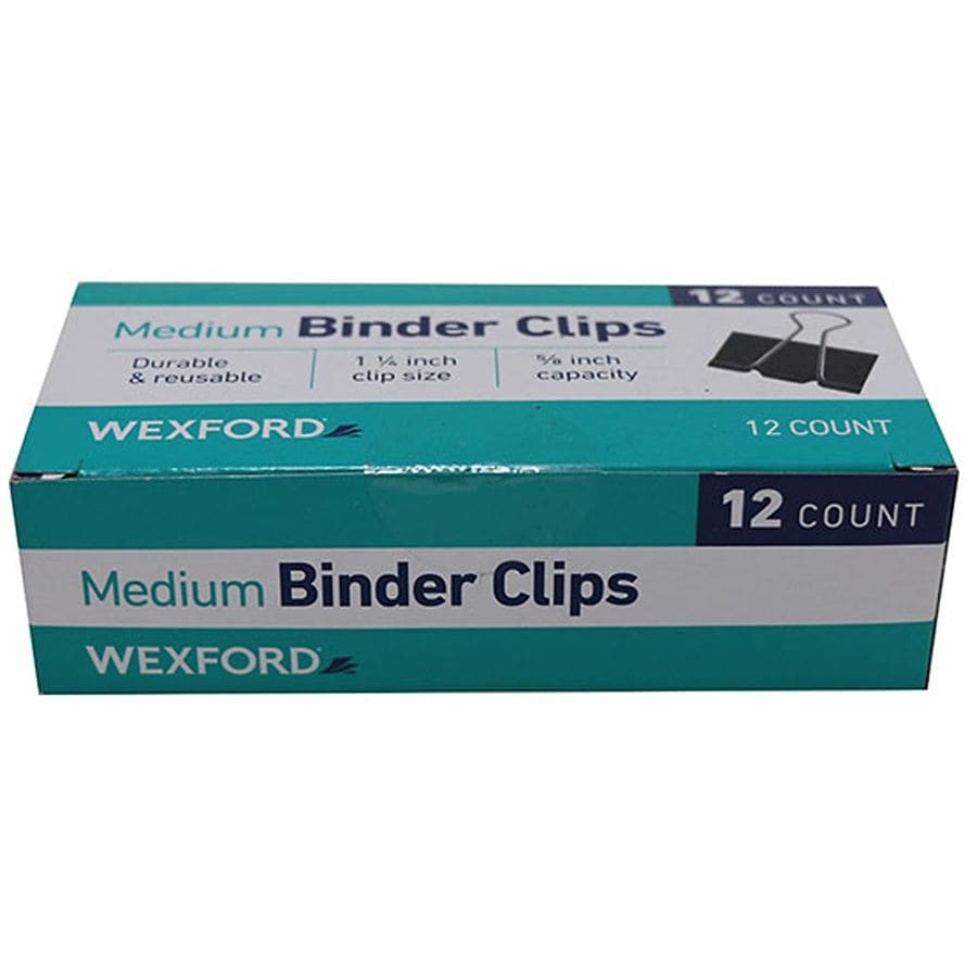 Wexford Binder Clips 1-1/4 in Black