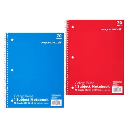 Wexford 1 Subject College Ruled Notebook Assortment