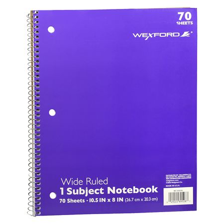 Wexford 1 Subject Wide Ruled Notebook Assortment