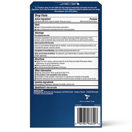 K-Y Duration Male Genital Desensitizer Spray 36 Sprays